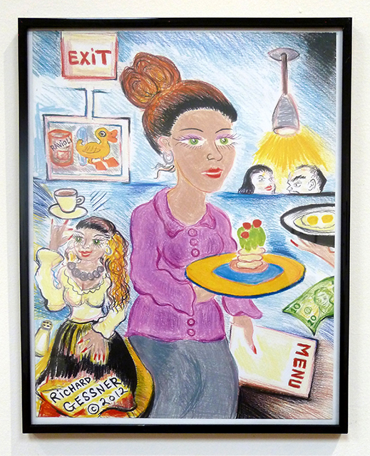 Richard Gessner "Jersey Waitres" print of colored pencil drawing