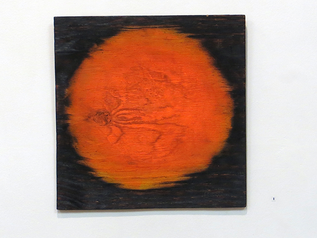 Brian McCormack “Red Giant” torched scrap wood, paint