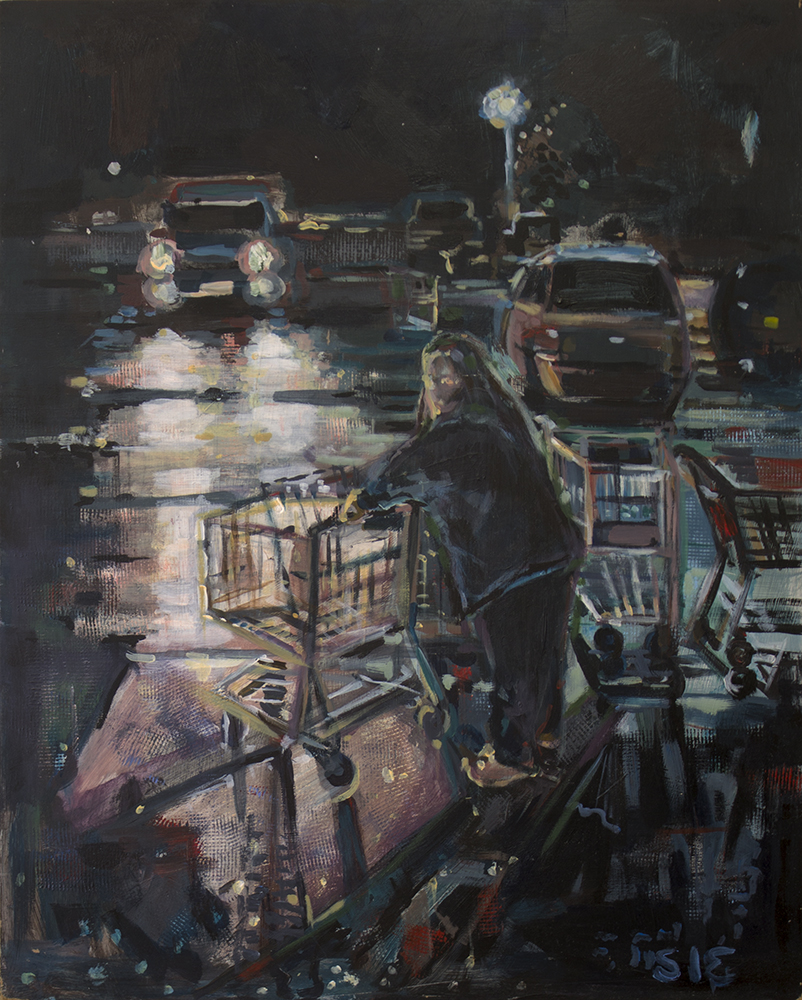 Night Shopper 2015 Acrylics on Hardboard 30x24